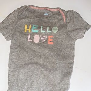 6-9 months// grey & orange onesie